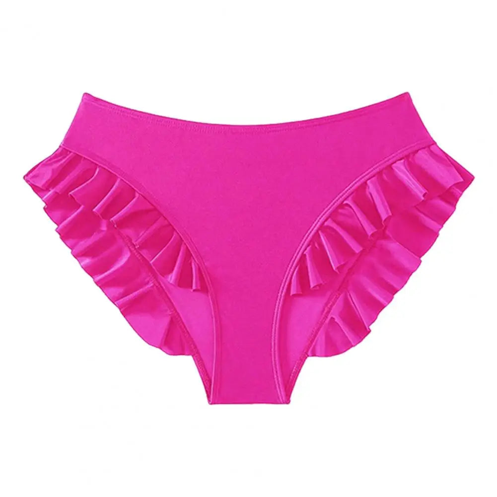 Women Swimming Trunks High-Waisted Ruffle Trim Bikini Bottoms with Tummy Control Quick-Drying Swimwear Beachwear
