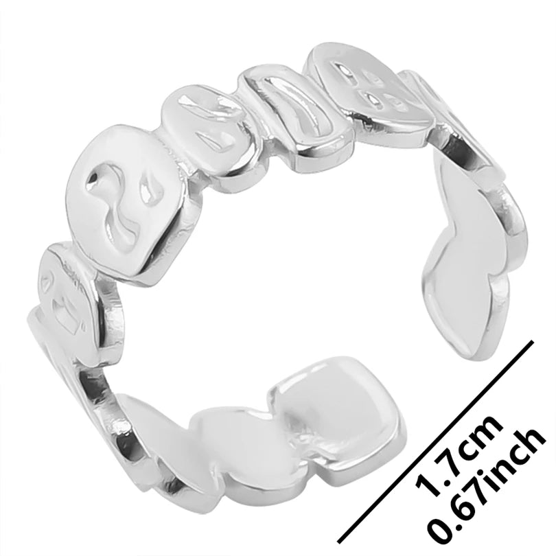 Wholesale 6pcs Steel Color Rings Hug Snake Love Star Moon Shell Leaf Shaped Rings Stainless Steel Women Jewelry Charms No Fade