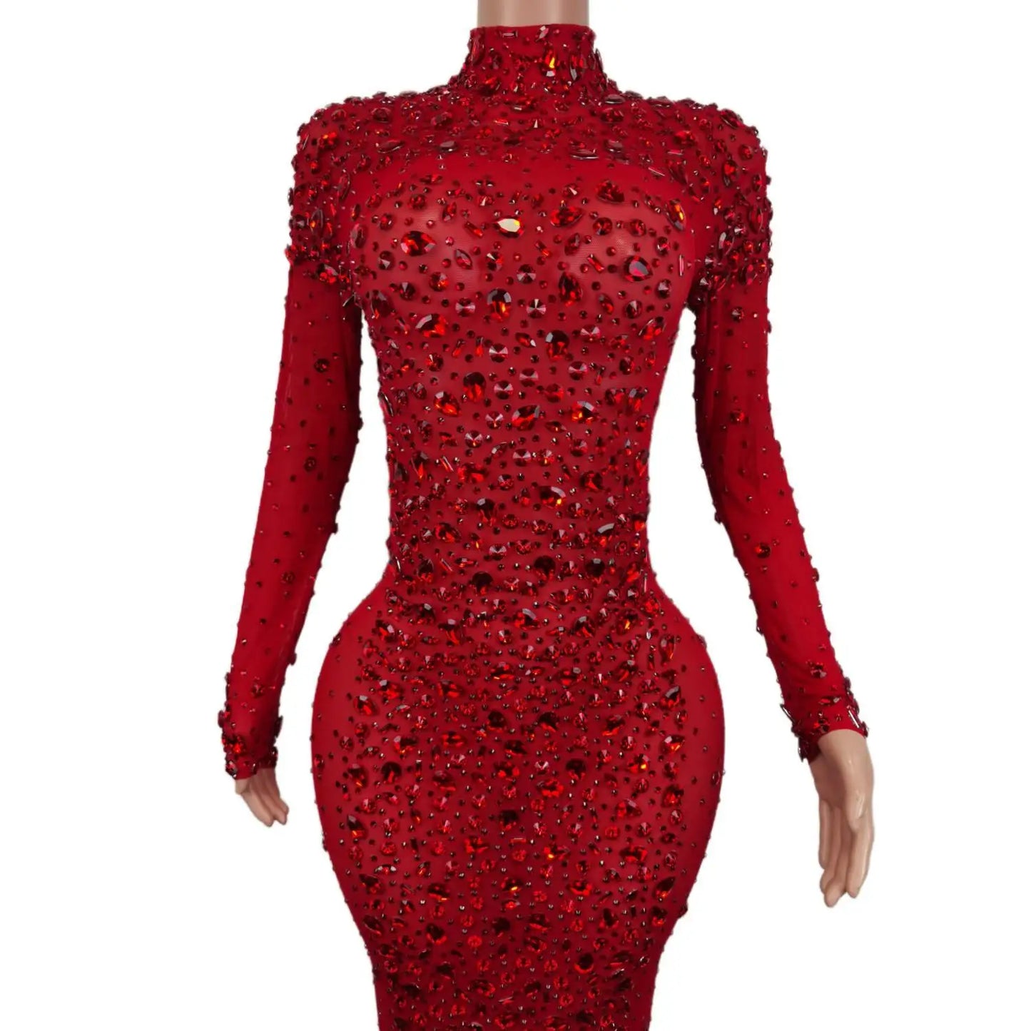 Sexy Party Banquet Evening Dresses Women Sparkly Rhinestone Long Dress Nightclub Singer Stage Costume Festival Clothing Cuixing