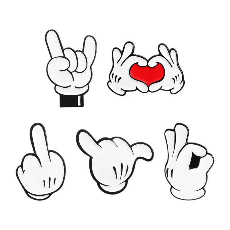 Cartoon Finger Gesture Love You Brooch Enamel Pin Creative Metal Decoration Brooch Backpack Lapel Badge Jewelry Gift for Friends