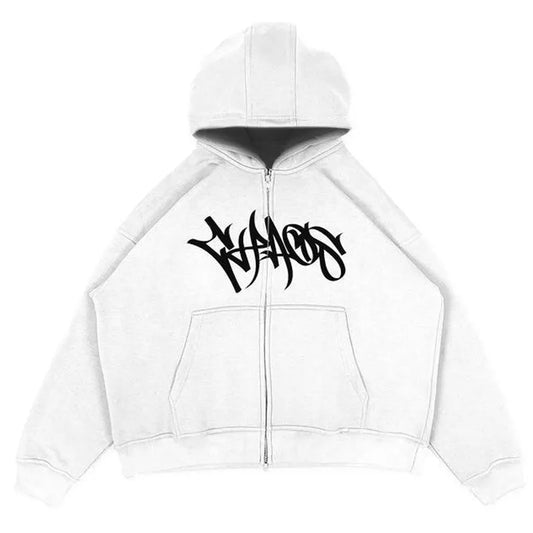 Y2K American New Style Printed Jacket High Street Fashion Brand Oversized Hoodie Men Retro Punk Casual Pullover Sweatshirt