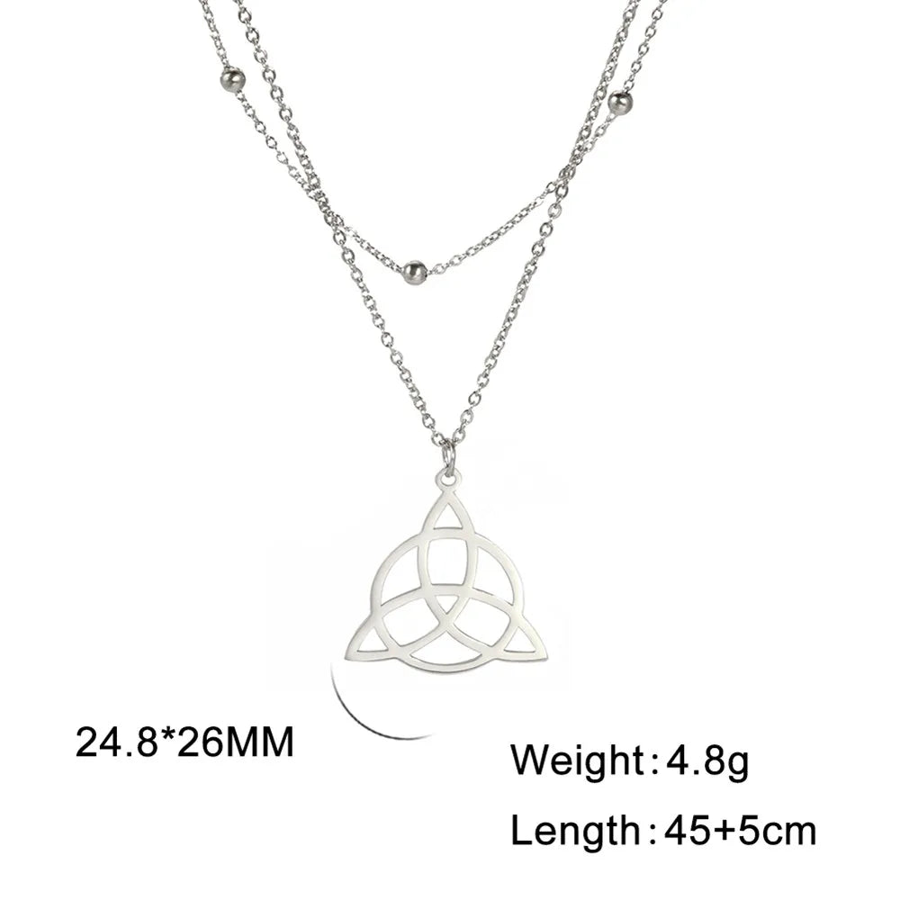 Skyrim Irish Celtics Knot Pendant Necklace for Women Amulet Triquetra Chain Necklaces Stainless Steel Jewelry Gifts
