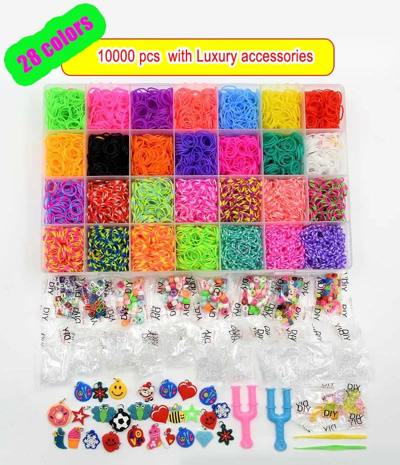 DIY Hand Made Rubber Bands Twist Loom Set Rubber Loom Bands Kits Friendship Bracelet Maker Making Kit for Kids In Stock