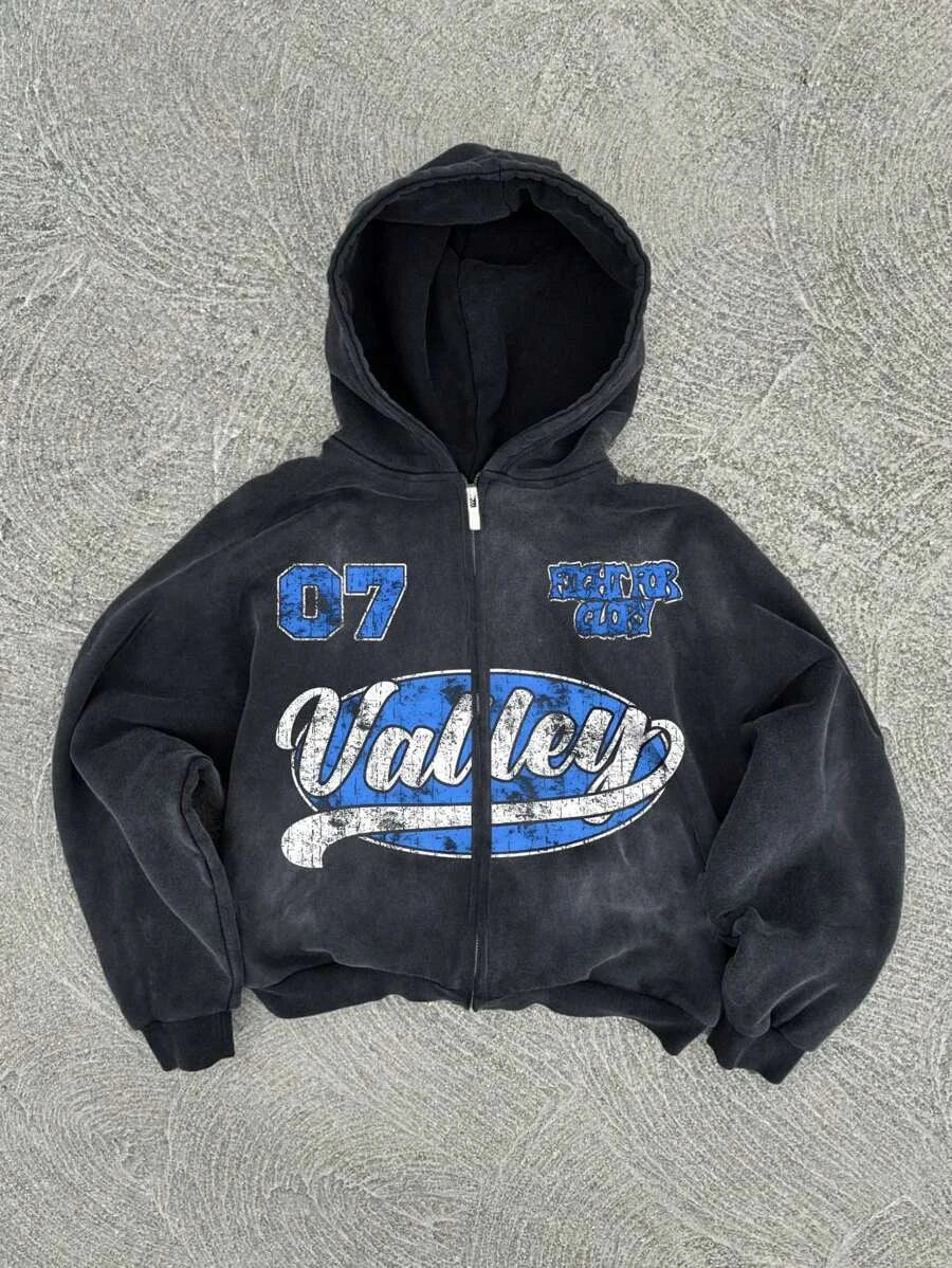 Y2K retro hip-hop trend pattern print men clothing streetwear hoodie fall winter Harajuku jacket gothic casual zip up hoodies