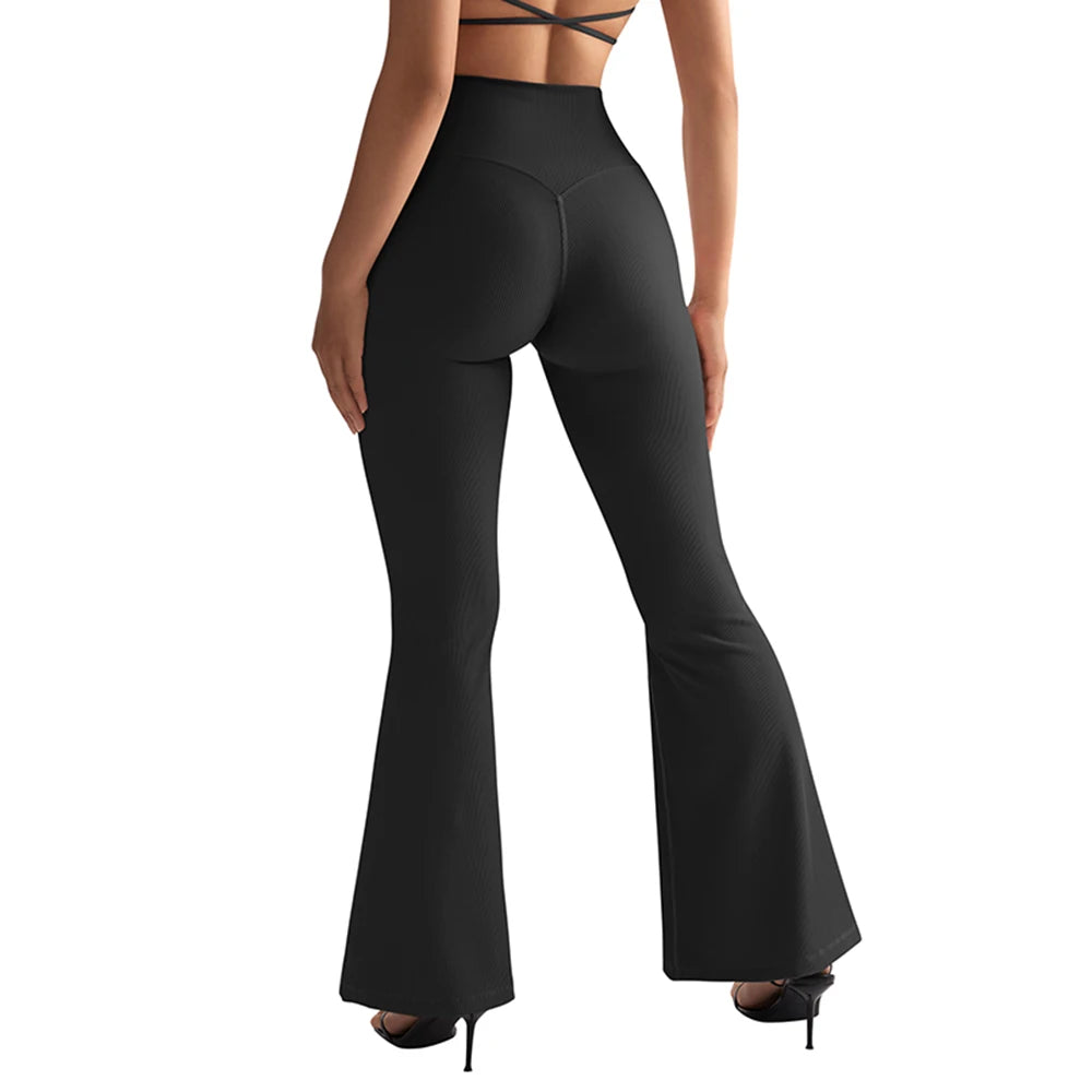 Women's Flared Pants with Pockets Flared Leg Yoga Pants Fitness Casual Tummy Control V Waist  Long Pants Yoga Leggings Women