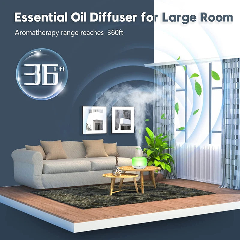 Aroma Diffuser Air Humidifier, Quiet 5-in-1 Premium Humidifier, Home Fragrance Aroma Diffuser with 7 LED Color Changing Light