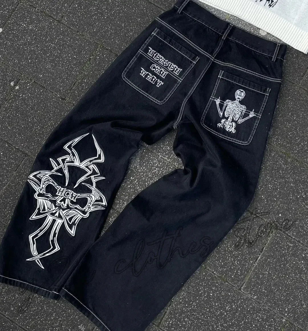 Streetwear Jeans Y2K Pants Womens Gothic Hip Hop Striped Retro Pink Baggy Jeans New High Waisted Wide Leg Trousers Clothes