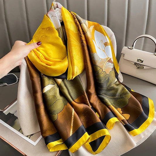Spring Scarf Women's Luxury Design Polyester Material Smooth Scarf Soft Shawl Beach
