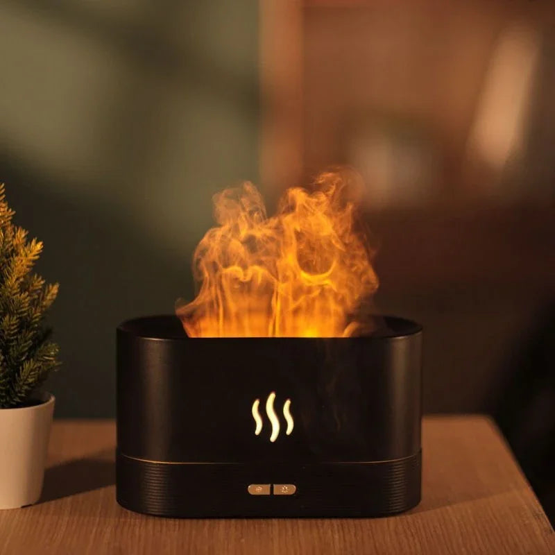 LED Lighting Ultrasonic Air Humidifier Colorful Flame Fragrance Essential Oil Lamp Perfume Simulation