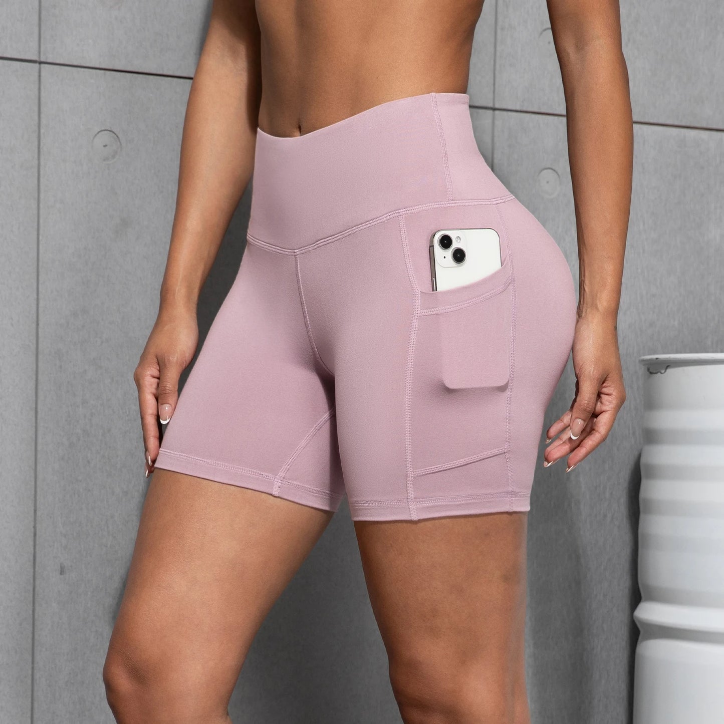 Womens Yoga Pocket Shorts Leggings High Waist  Exercise Fitness Wear Girls Running Elastic Adult Short Pants Sports Outfits ﻿