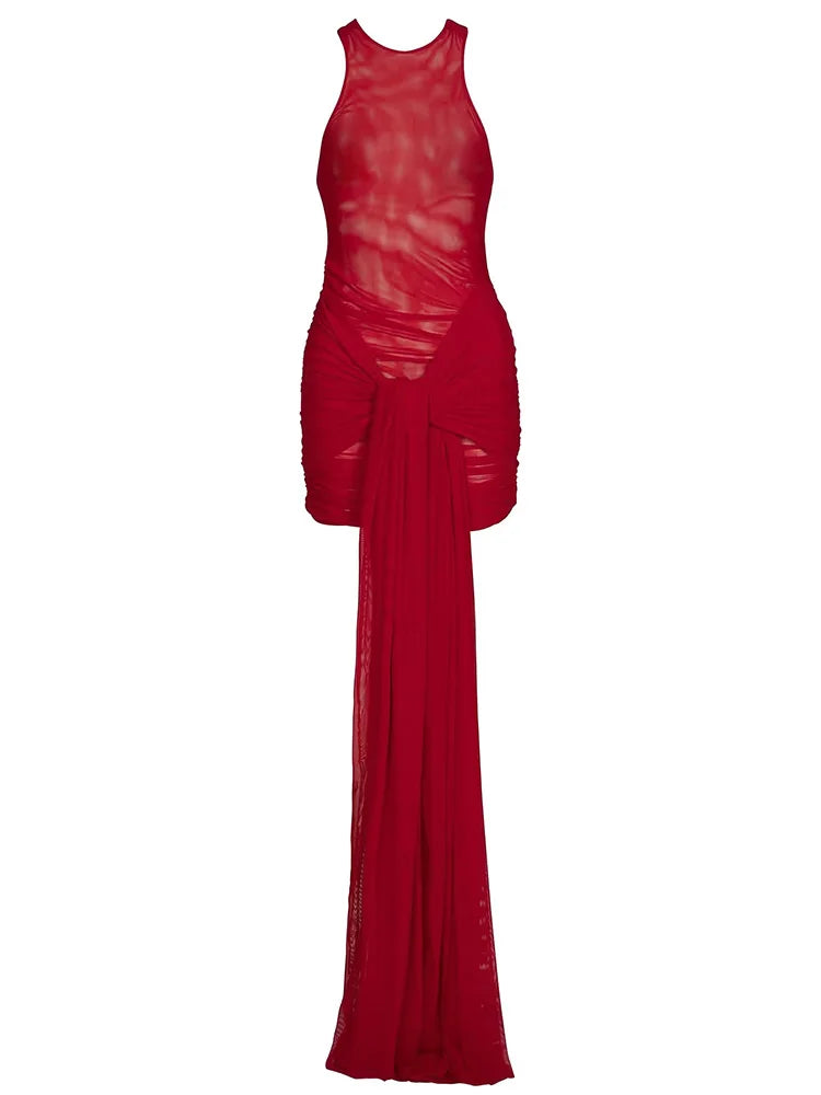 ZRTAK Sexy Wrap Around Cover Up Mesh Red Cover-ups tail dress Beach Wear Mesh Beathing Suit Beachwear Female Women
