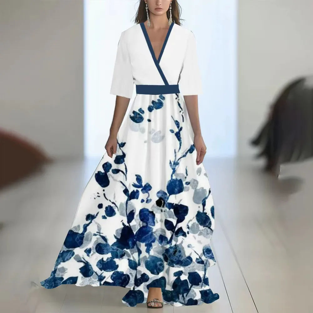 Rochie de vară elegantă cu mânecă lungă și imprimeu floral, casual, cu imprimeu floral, talie înaltă, stil streetwear
