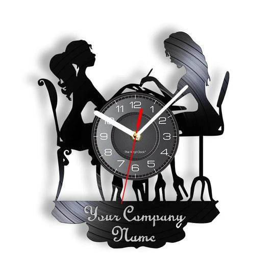 Custom Spa Salon Business Wall Sign Wall Decor Nail Salon Personised Your Name Vinyl Record Wall Clock Polish Fashion Art Clock