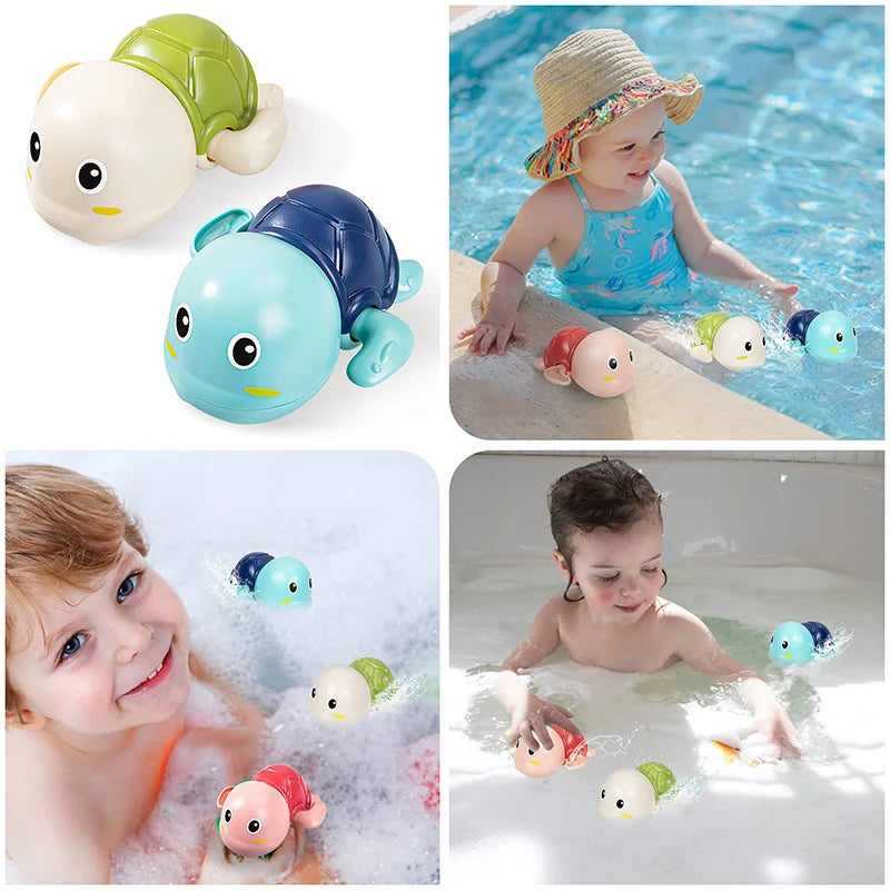 1-6PCS Baby Bath toys water chain clock bath cute swimming turtle toys children's swimming pool beach toys kids bathroom toys