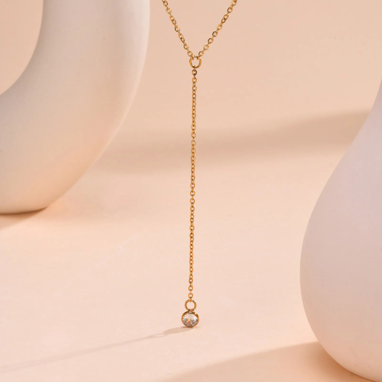 Lariat Necklace for Women, Stainless Steel Drop Necklace with Long Chain, Party Wedding Jewelry