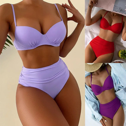 Sexy Print Bikini Swimsuit Women's Two-Piece Swimming Costume Separate Design Attractive Beachwear Female Models Fashionable