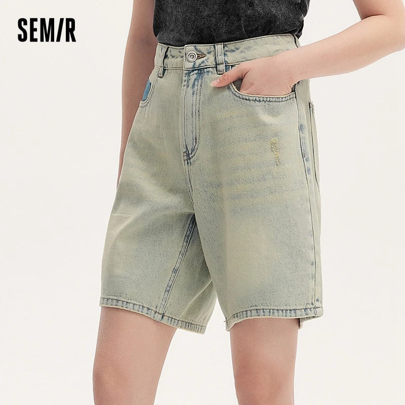 Semir Denim Shorts Women Cool Trendy Bermuda Shorts Street Style 2024 Summer New Body-Flattering Straight-Leg Versatile Pants