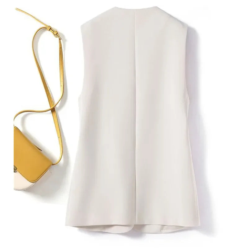 Women's Vest Jacket 2025 Korean New Fashion Spring Summer Sleeveless Jacket Suit Vest Femme Blazer Waistcoat Tops
