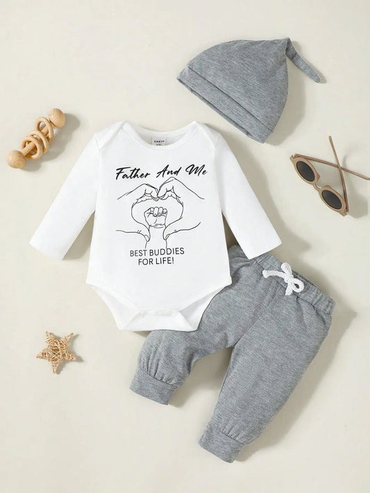 0-9 Months Newborn Baby Boy Clothes Set Infant Boy Long Sleeve Bodysuit +  Pants + Hat Spring and Autumn Cotton Clothing Outfits