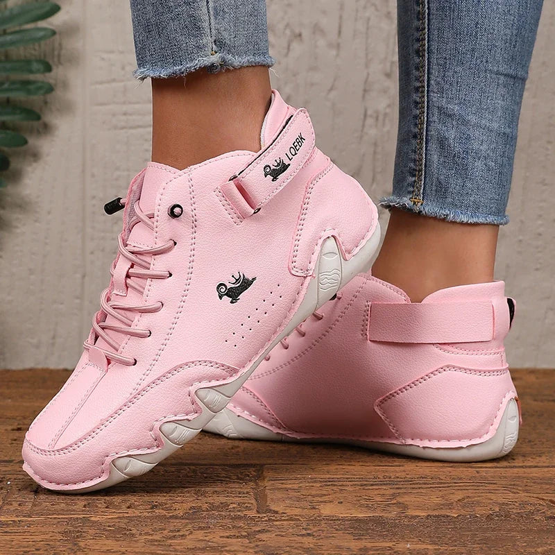 Women's New Leather Design Shoes Lightweight Easy  Comfortable Breathable Suitable Outdoor Cycling Walking  Flat Bottomed Boots