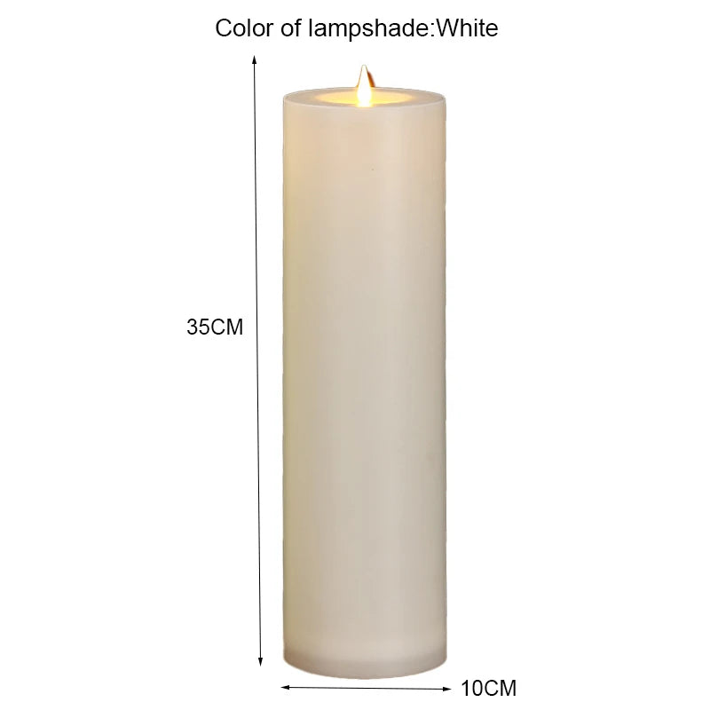 35cm 30cm Flameless Pillar Candle Window Lamp Realistic Moving Flame Wax Waterproof Portable Atmosphere Lamp For Patio Porch