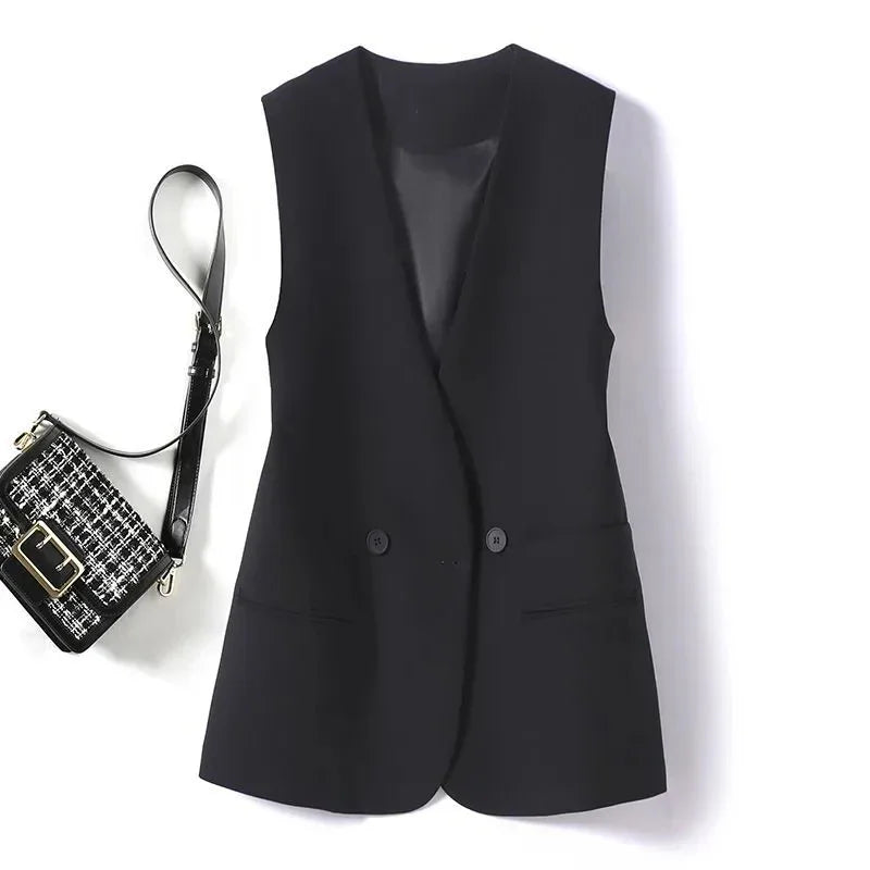 Women's Vest Jacket 2025 Korean New Fashion Spring Summer Sleeveless Jacket Suit Vest Femme Blazer Waistcoat Tops