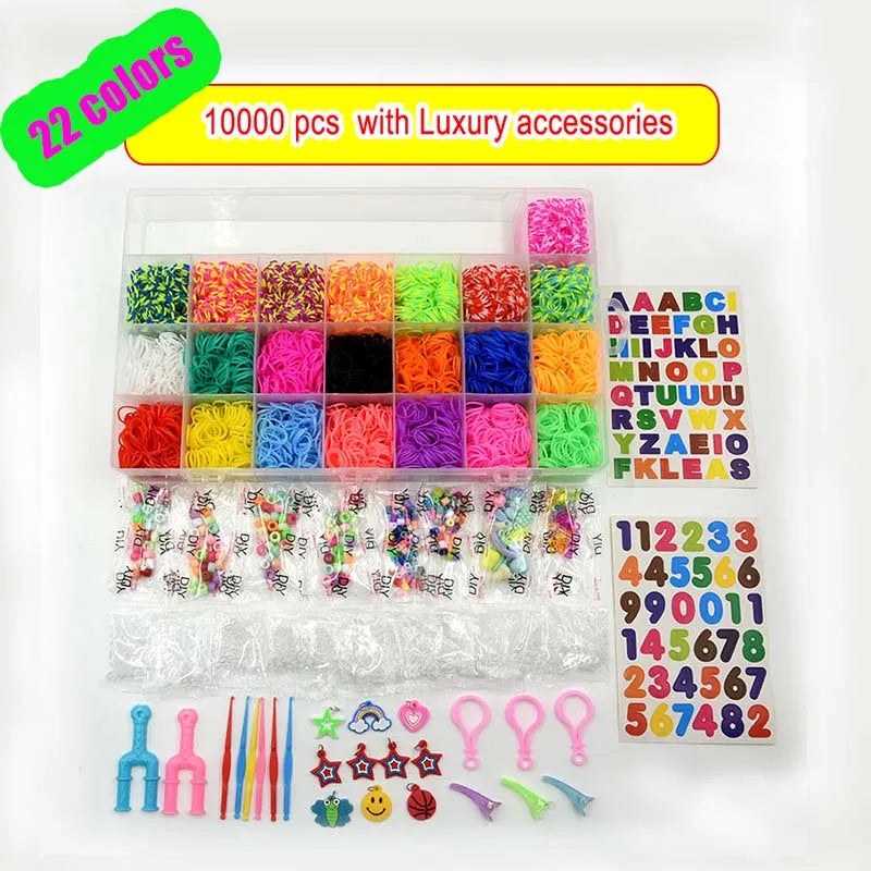 DIY Hand Made Rubber Bands Twist Loom Set Rubber Loom Bands Kits Friendship Bracelet Maker Making Kit for Kids In Stock