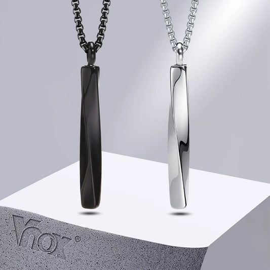 Vnox Stainless Steel Mobius Bar Pendant Necklaces for Men,Simple Cremation Ashes Urn Jewelry,Memorial Keepsake Collar Gifts