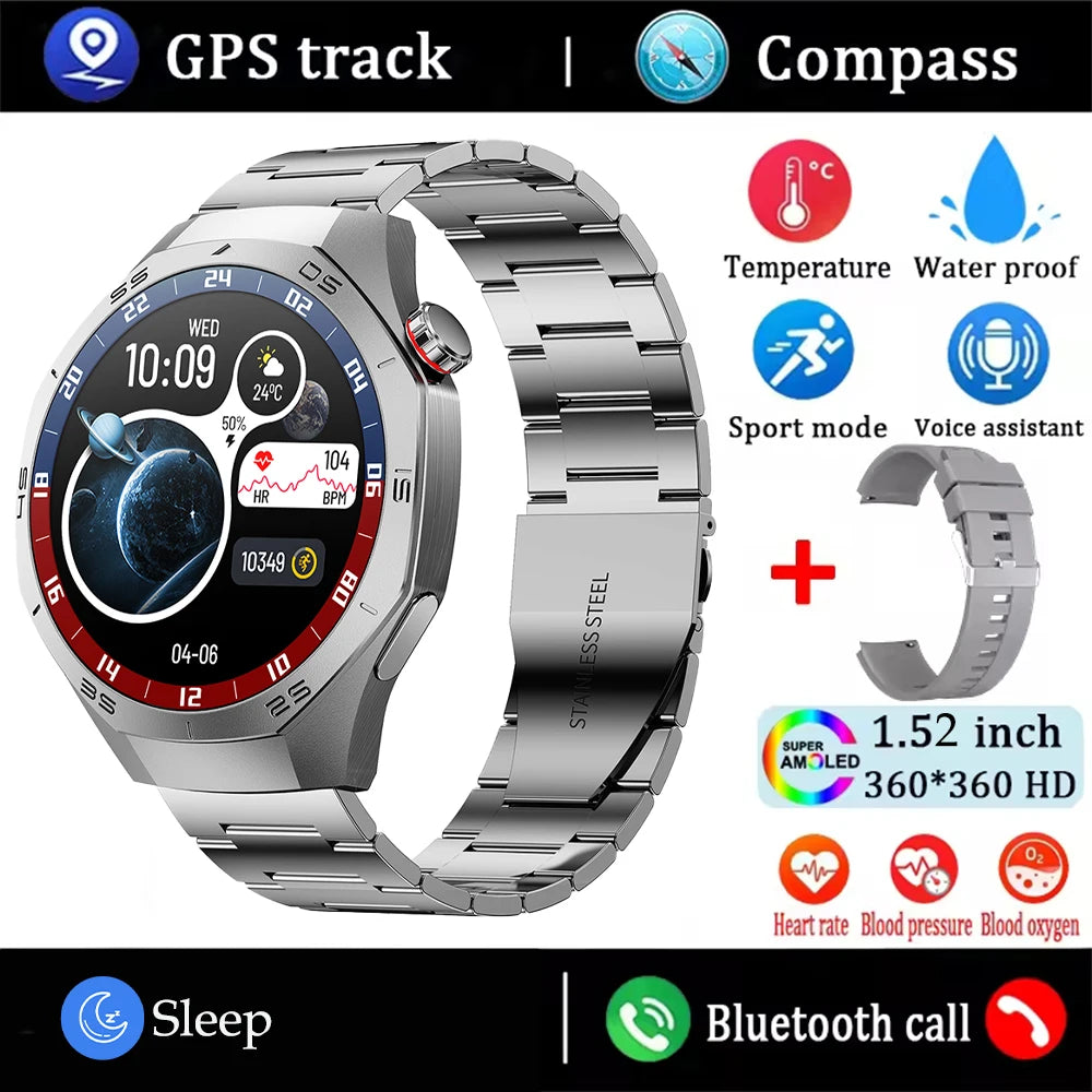 2025New For Huawei GT5 Pro Smart Watch Men HD AMOLED Screen GPS Motion trajectory HeartRate Bluetooth Call 1.52" SmartWatch IP68