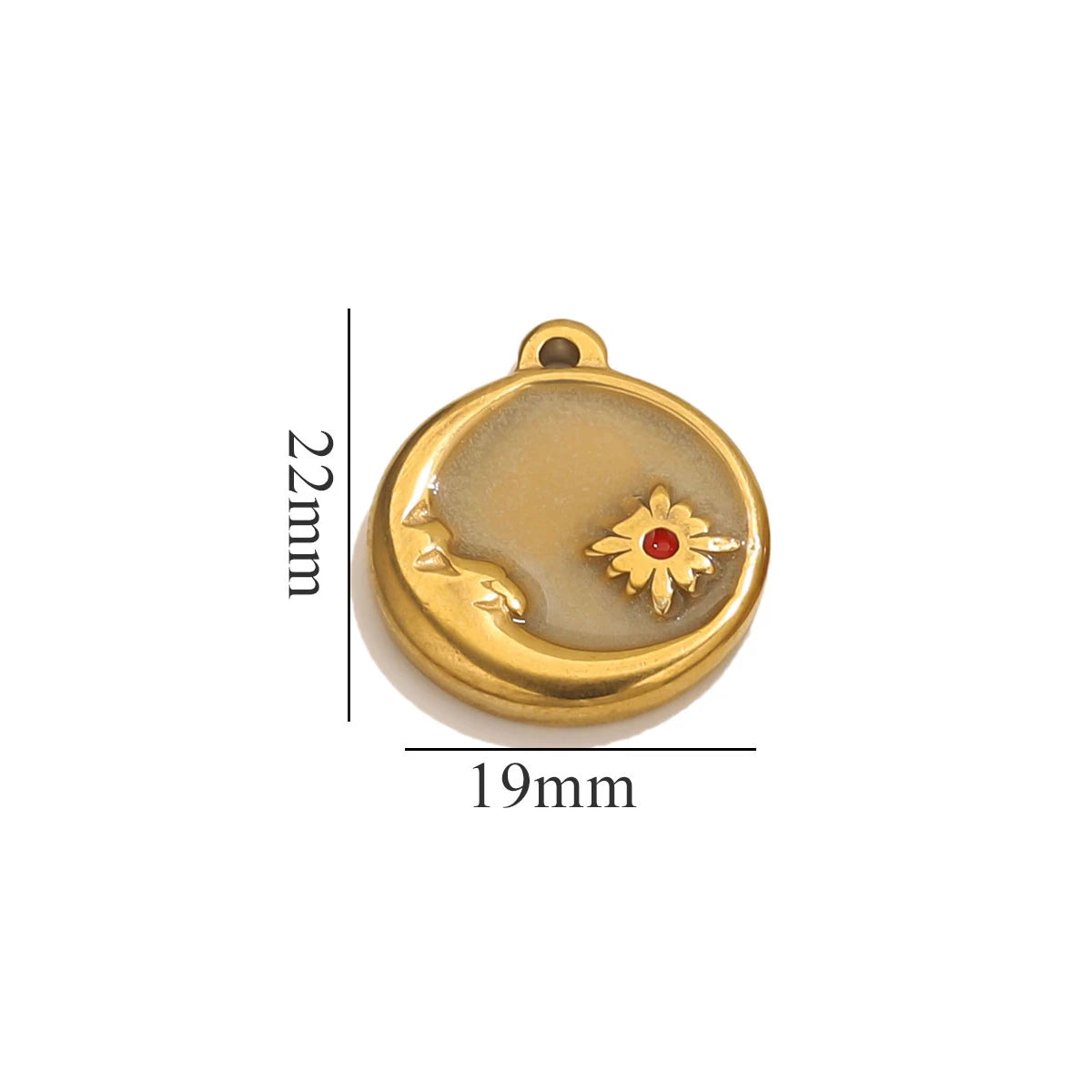 5pcs Gold Texture Sun Moon Pendant Fashion DIY Jewelry Accessories Trendy Women Stainless Steel Necklace Earring Wholesale