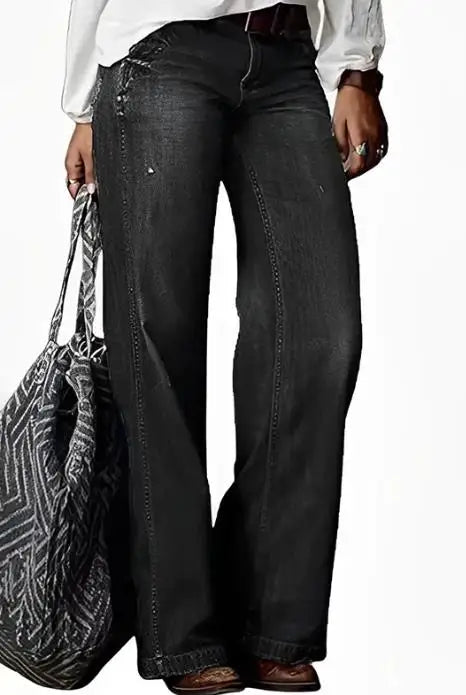 Denim Women's Pants New Pants for Women 2025 Summer Retro Fashion Casual Straight Leg Wide Leg Women's Popular Jeans Streetwear