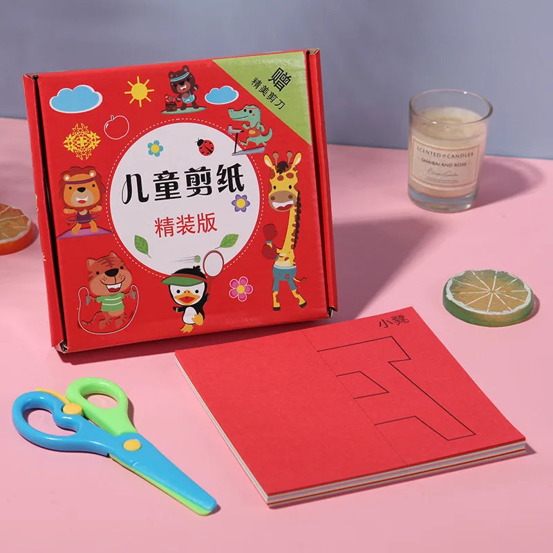 96Pcs Children DIY Colorful Paper Cutting Folding Kids Craft With Plastic Safe Scissors Concentration Training Educational Toys