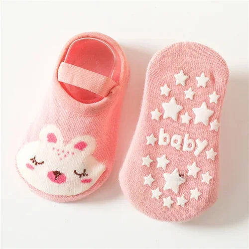 0-3Years Newborn Baby Girls Boys Socks Non Slip Cotton Cartoon Print Kids Socks For Boys Girls Toddler Floor Sock Spring Autumn
