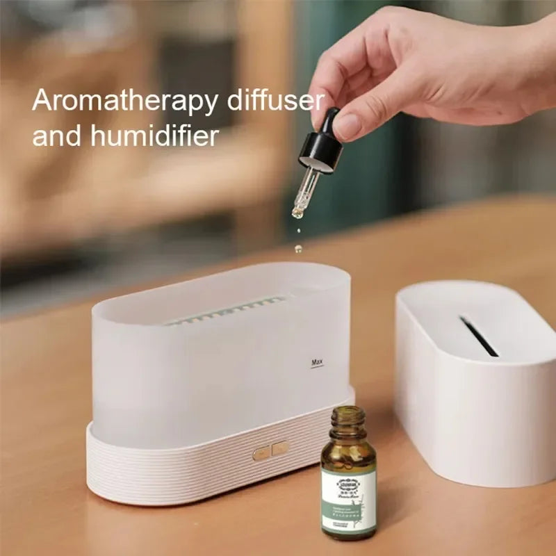 LED Lighting Ultrasonic Air Humidifier Colorful Flame Fragrance Essential Oil Lamp Perfume Simulation