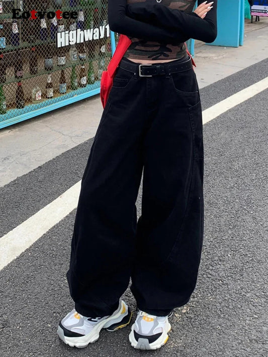 American Style Vintage Versatile Loose Jeans Women Y2K Fashion High Waist Baggy Wide Leg Pants 2025 New Casual Straight Jeans