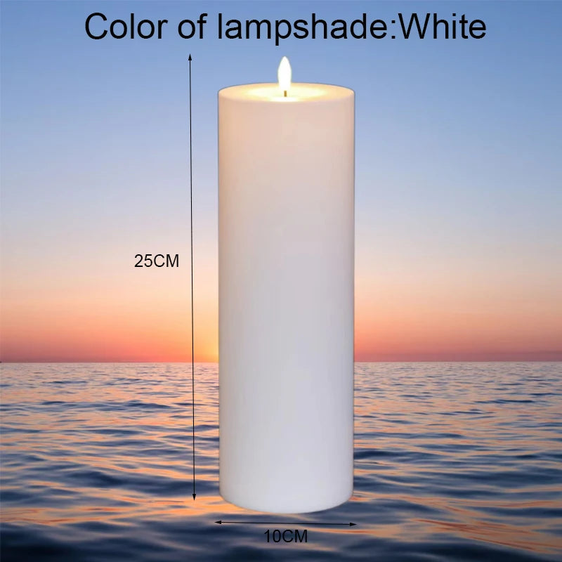 35cm 30cm Flameless Pillar Candle Window Lamp Realistic Moving Flame Wax Waterproof Portable Atmosphere Lamp For Patio Porch
