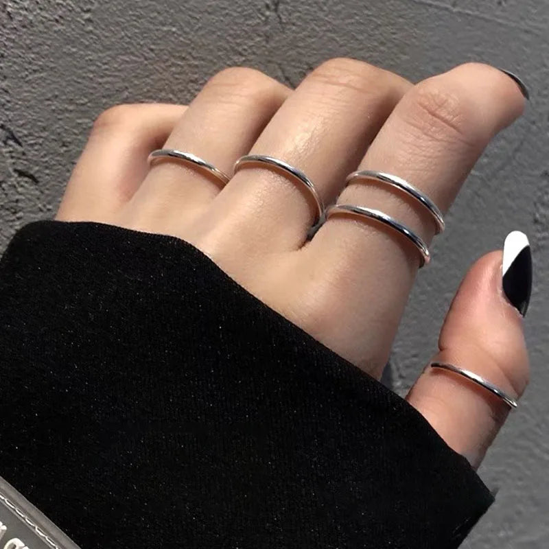 Gold Sliver Color Couple Ring for Women Mens 1MM Thin Fashion Classic Stainless Steel Simple Finger Rings Jewelry Birthday Gifts