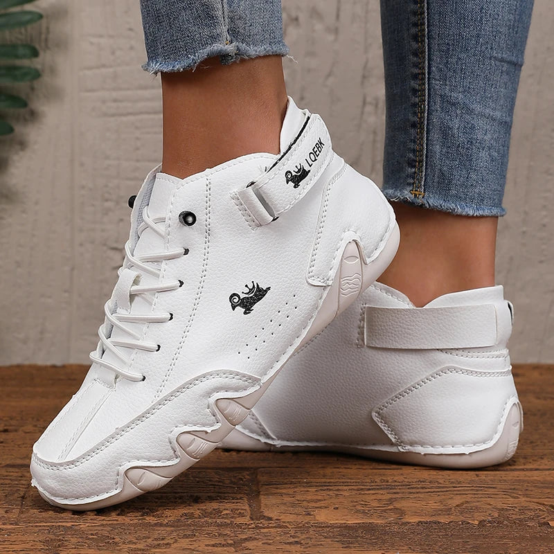 Women's New Leather Design Shoes Lightweight Easy  Comfortable Breathable Suitable Outdoor Cycling Walking  Flat Bottomed Boots