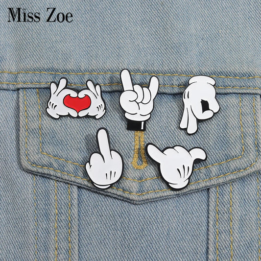 Cartoon Finger Gesture Love You Brooch Enamel Pin Creative Metal Decoration Brooch Backpack Lapel Badge Jewelry Gift for Friends
