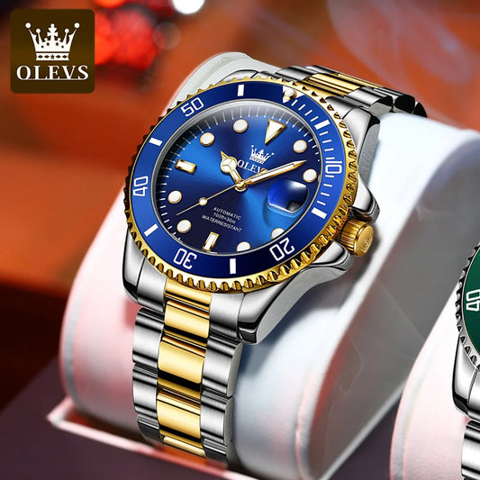 OLEVS 6650 Men's Watches Diving Series Waterproof Stainless steel Auto Date Automatic Mechanical Watch for Men