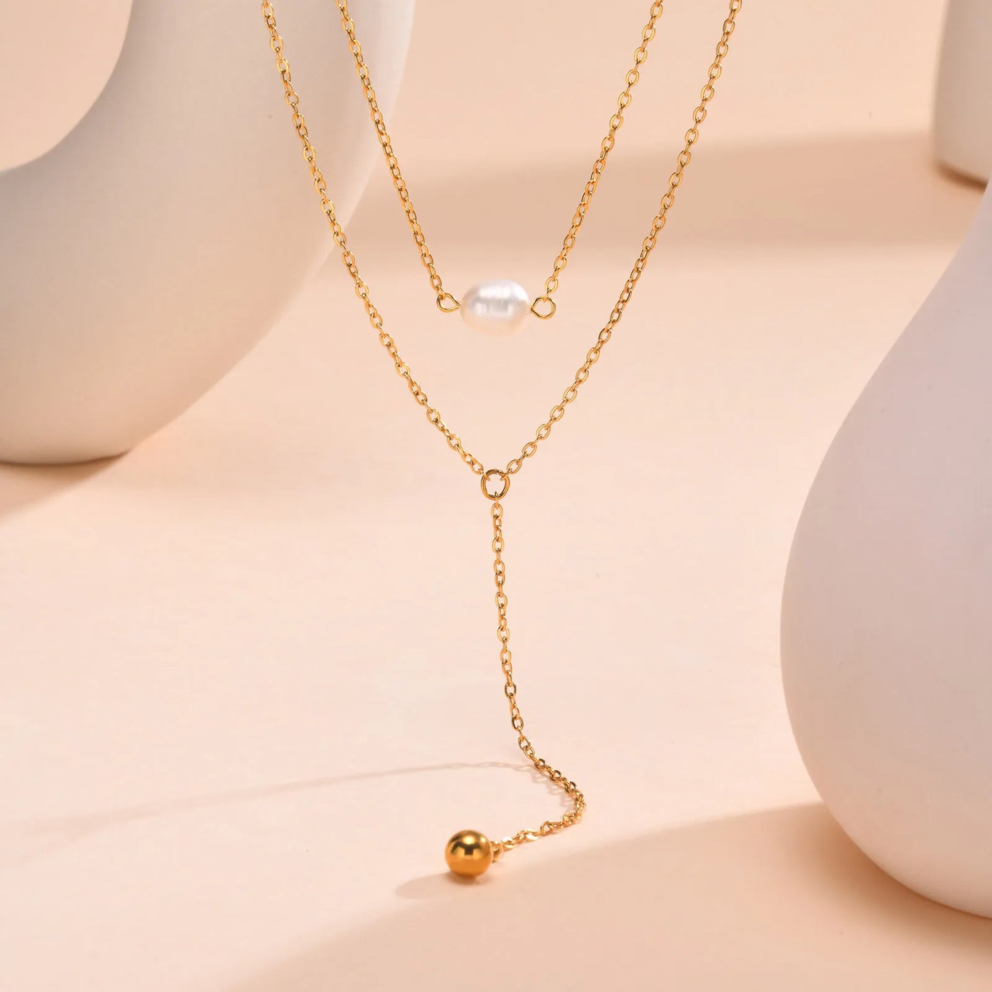 Lariat Necklace for Women, Stainless Steel Drop Necklace with Long Chain, Party Wedding Jewelry
