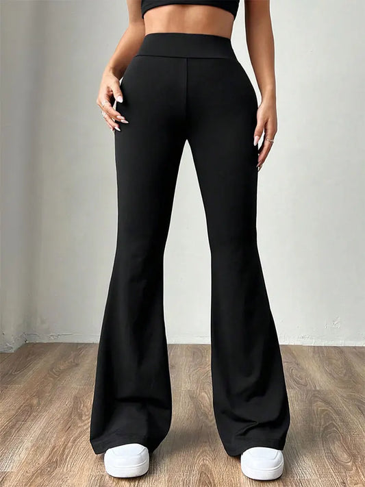 Summer New Women's Trousers Black Sexy Slim Hip-lifting Bell Bottoms Streetwear Fashion Female Versatile Pants Knitted Clothing