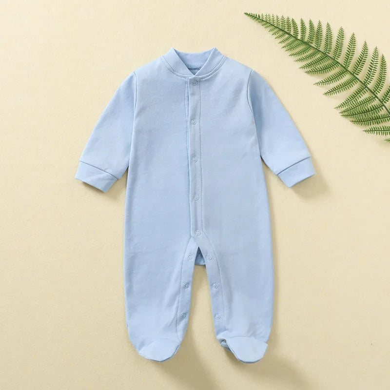 100% Cotton Newborn Baby Jumpers Rompers Boy Sleepsuit Girl Jumpsuits Sleepwear One-pieces Grow Growings Footies White Blue Pink