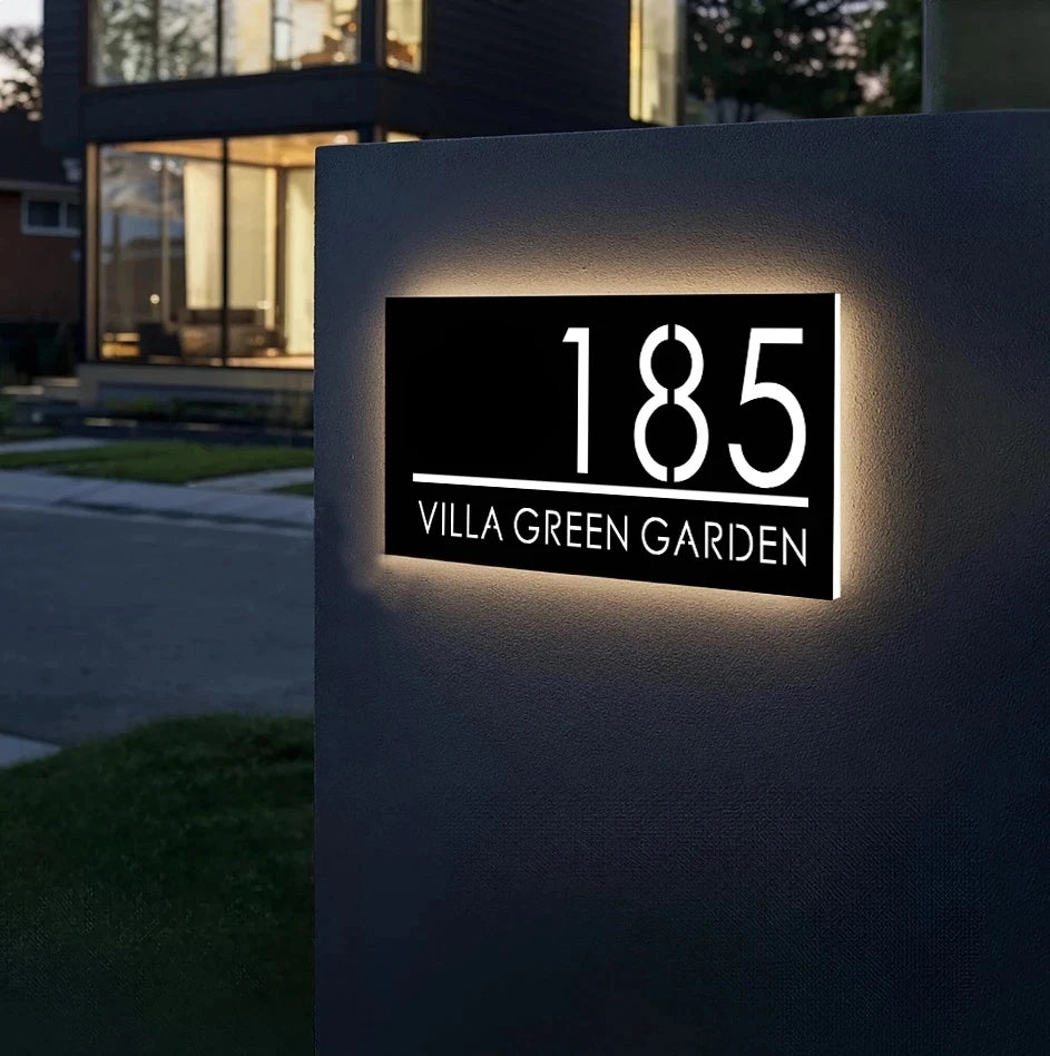 Modern Font Personalized Laser Cut Acrylic Plate Custom 3D LED Light House Number Sign Illuminated Address Plaque For Outdoor