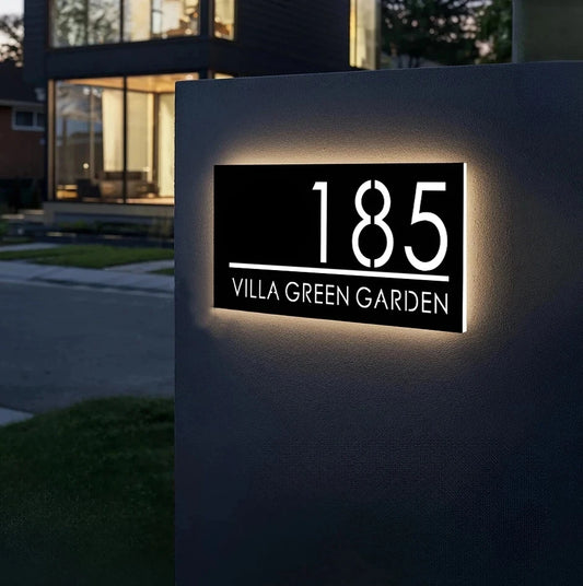 Modern Font Personalized Laser Cut Acrylic Plate Custom 3D LED Light House Number Sign Illuminated Address Plaque For Outdoor