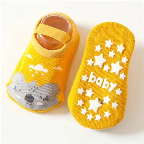 0-3Years Newborn Baby Girls Boys Socks Non Slip Cotton Cartoon Print Kids Socks For Boys Girls Toddler Floor Sock Spring Autumn