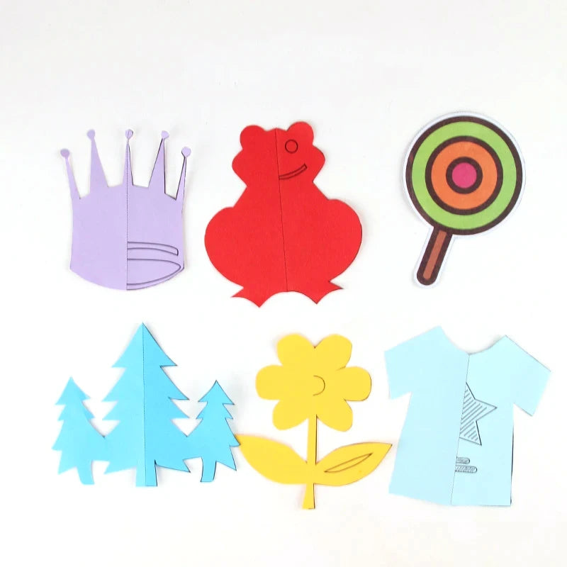 48/96pcs Children Paper Cuttings Toys Handmade DIY Material Puzzle Early Education Toy Art Supply Handicrafts with Scissors TMZ