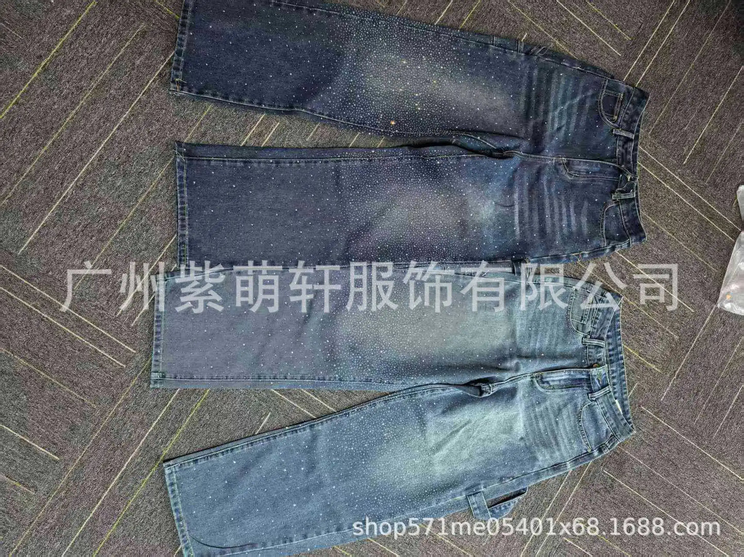 Mom Jeans Women Denim Pant Wide Leg Long Pants Hot Drilling High Waist Straight Trousers Y2k Streetwear Casual Punk Loose