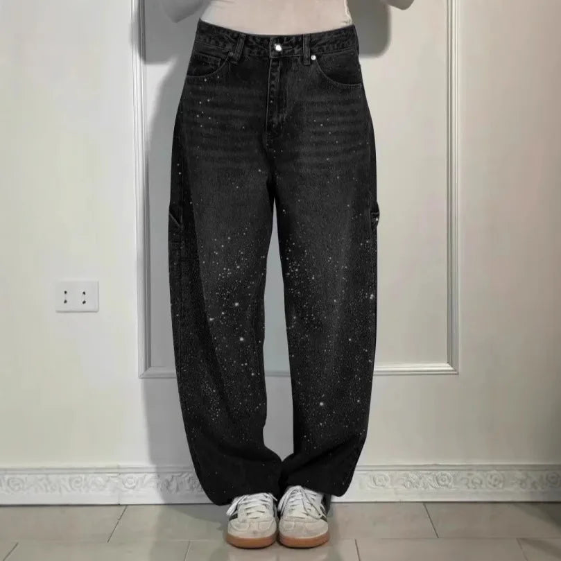 2025 new style of hot diamond jeans casual trousers for women Y2K women's clothing personality fashion star street wear pants