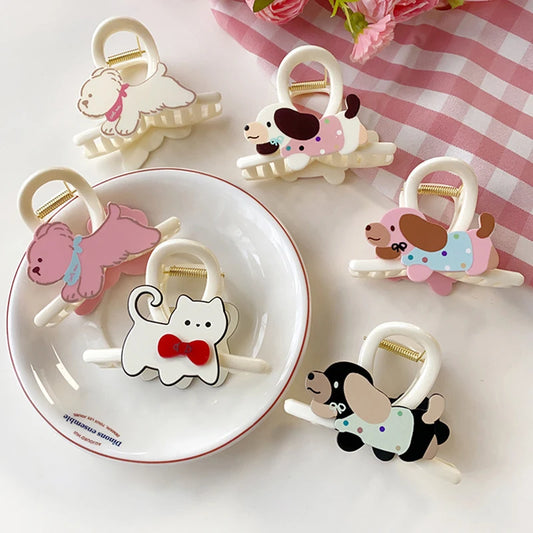 Cute Animal Dog Claw Shark Hair Clip for Women Stylish Half-Up Ponytail Headpiece High-End Feelings Fashion Accessory
